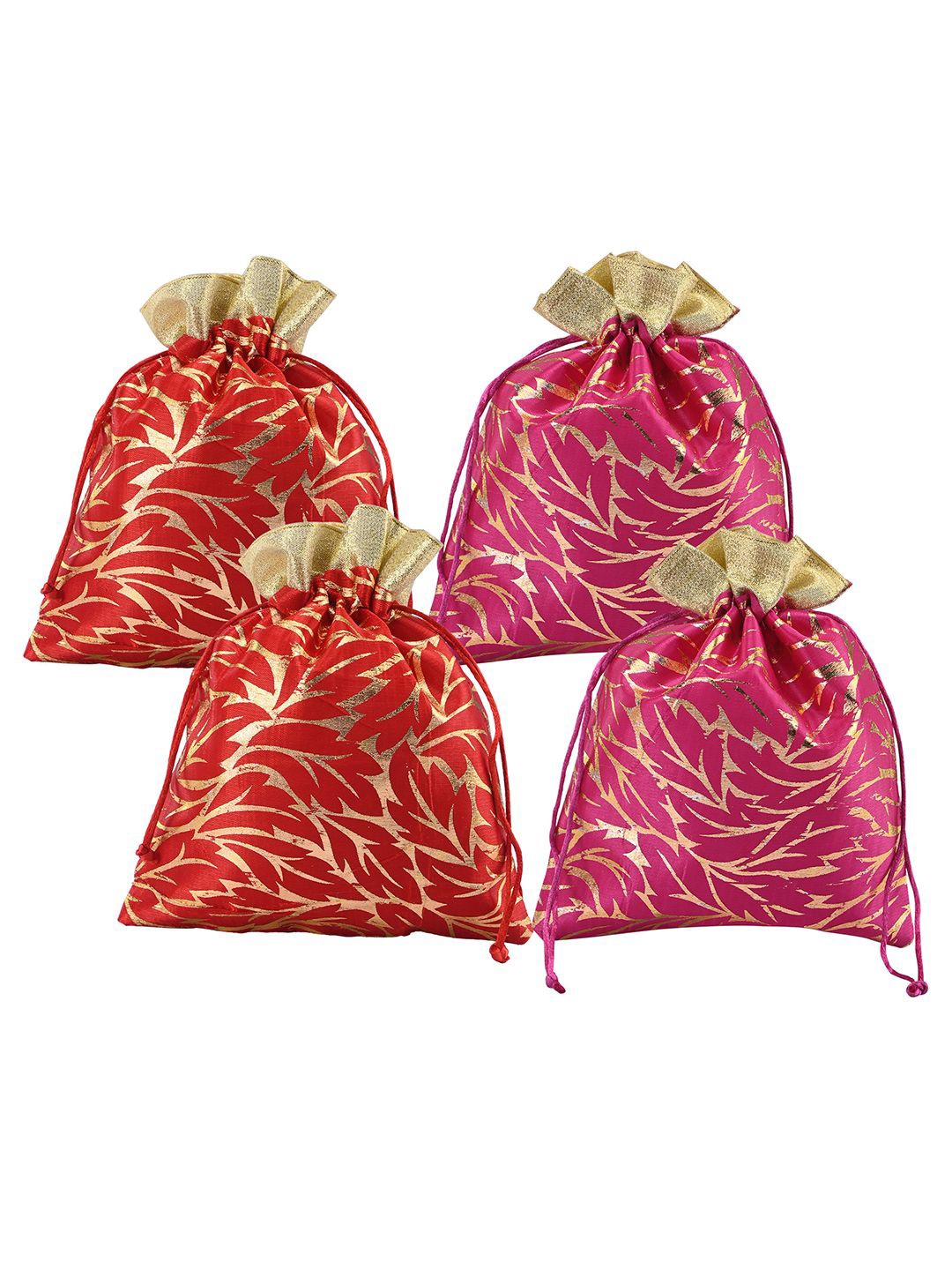 

Kuber Industries 4 Pcs Potli Bag For Women & Girls Printed Potli Clutch, Red