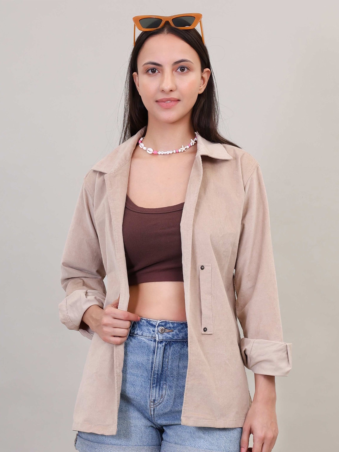 

FARZIDARZI Women Standard Opaque Casual Shirt, Beige