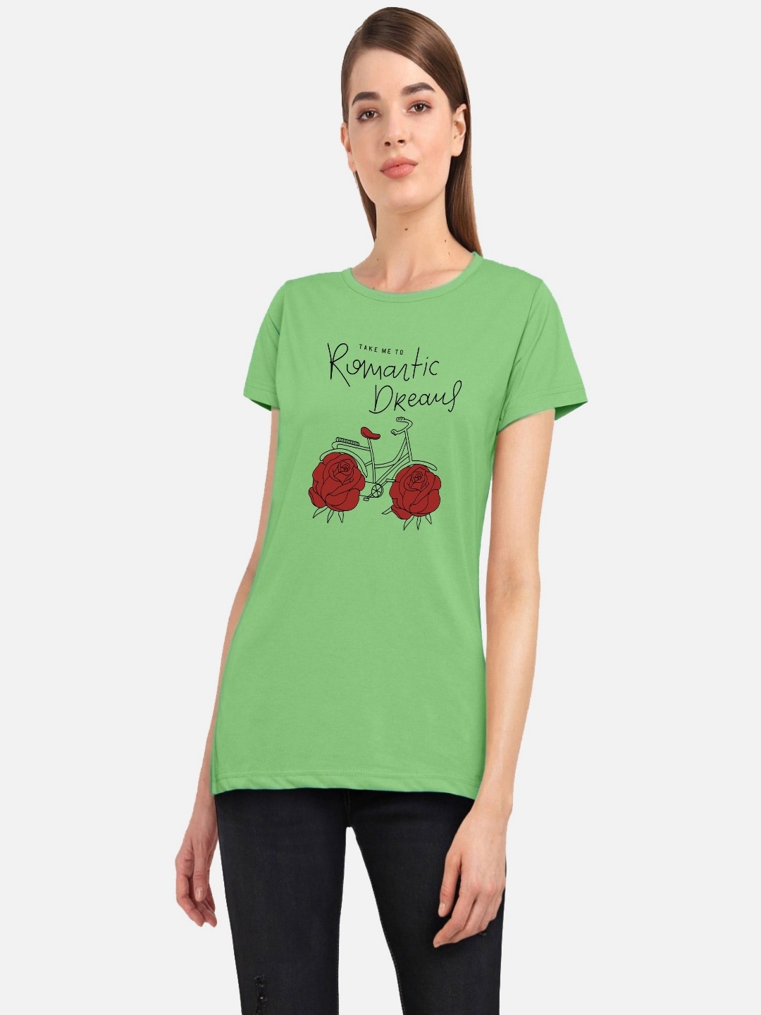 

Moda Rapido Women Printed Bio Finish Pockets T-shirt, Green