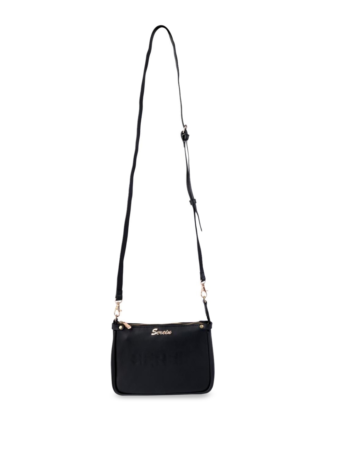 

SEREIN Embellished Structured Vegan Sling Bag, Black