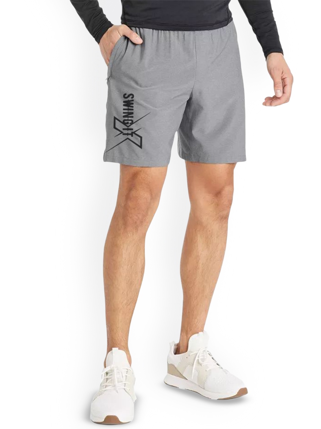 

3Colors Men Low-Rise Running Sports Shorts, Grey
