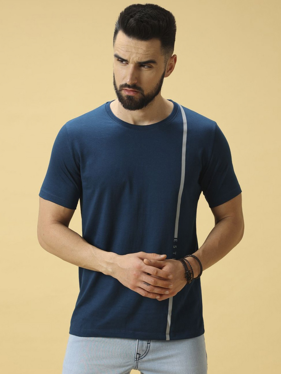 

Estilocus Men Applique T-shirt, Navy blue