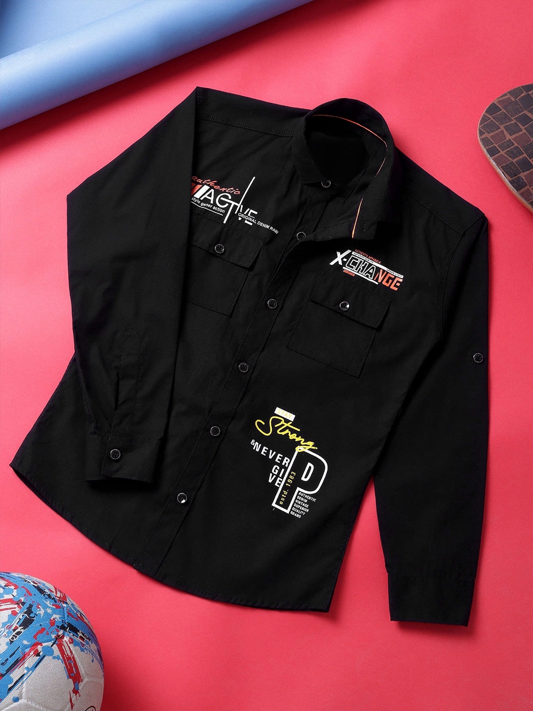 

YK Boys Opaque Casual Shirt, Black