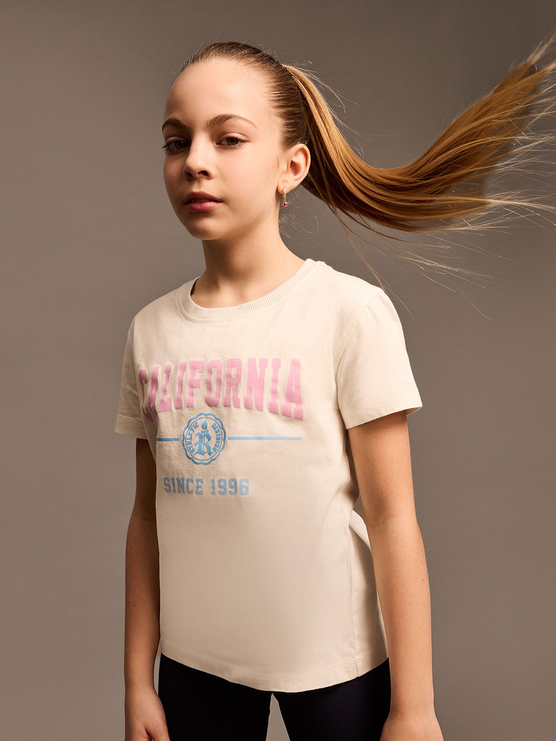 

DeFacto Girls Typography Printed Applique T-shirt, Na
