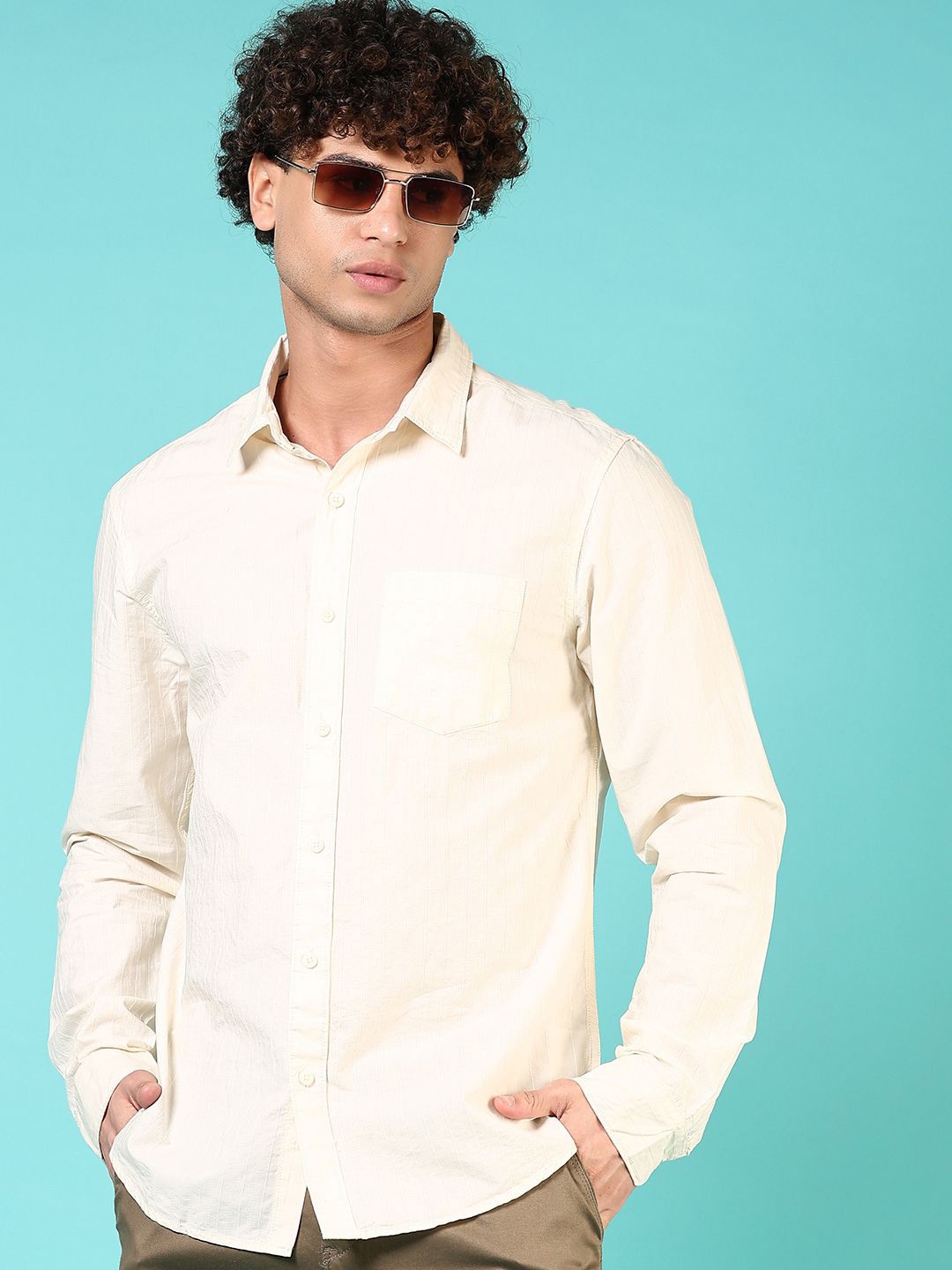 

V-Mart Men Opaque Casual Shirt, Cream