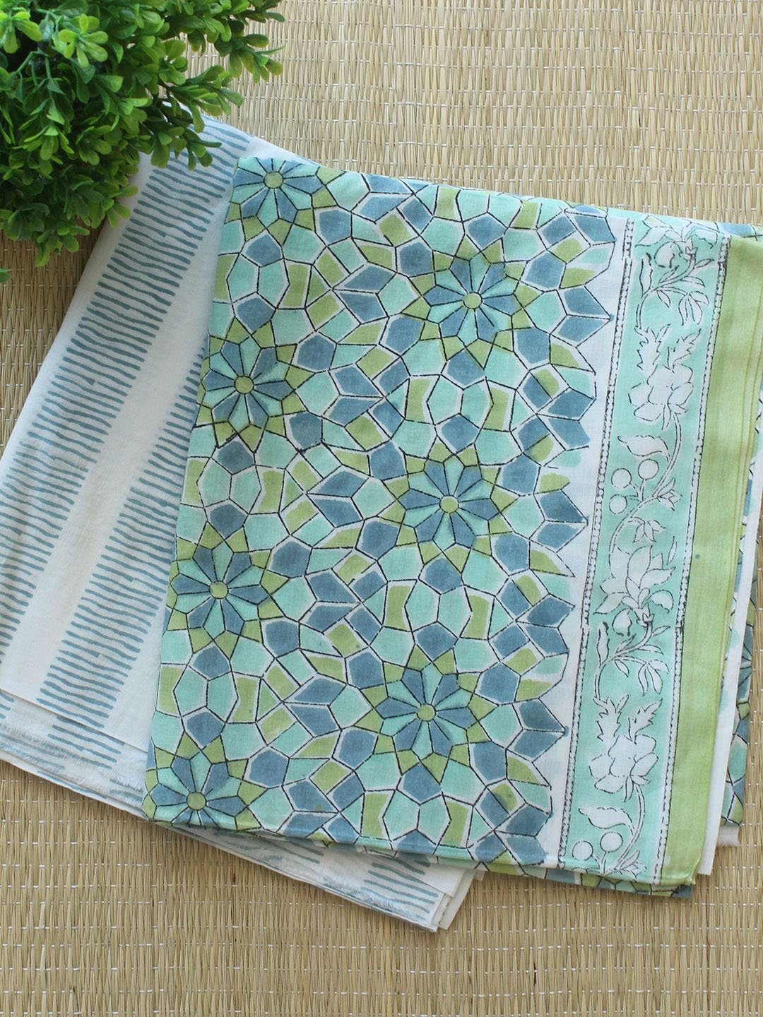 

Weaves of Tradition Printed Pure Cotton Unstitched Dress Material, Blue