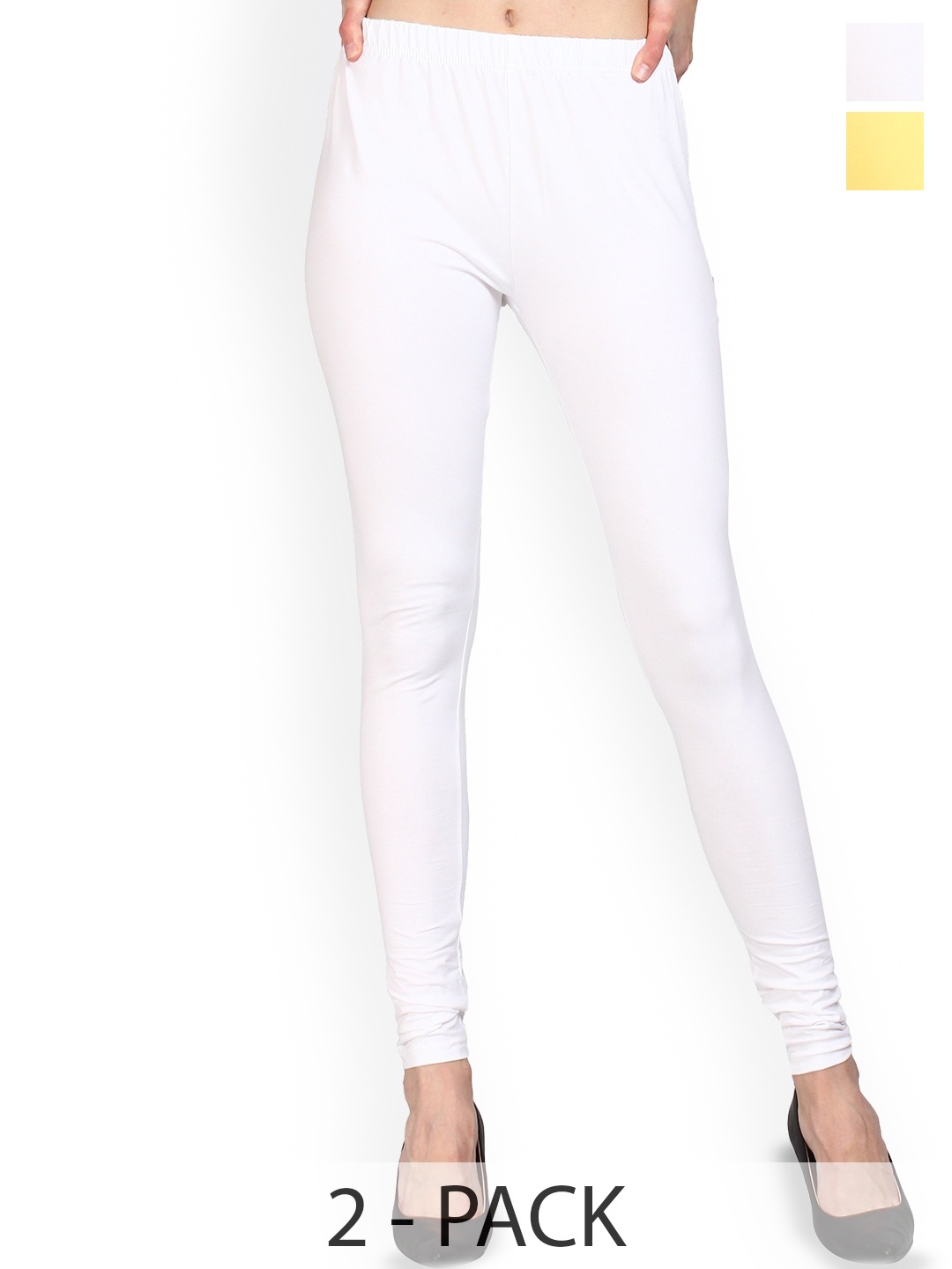 

URBAN KANYA Pack Of 2 Mid-Rise Churidar-Length Leggings, Yellow