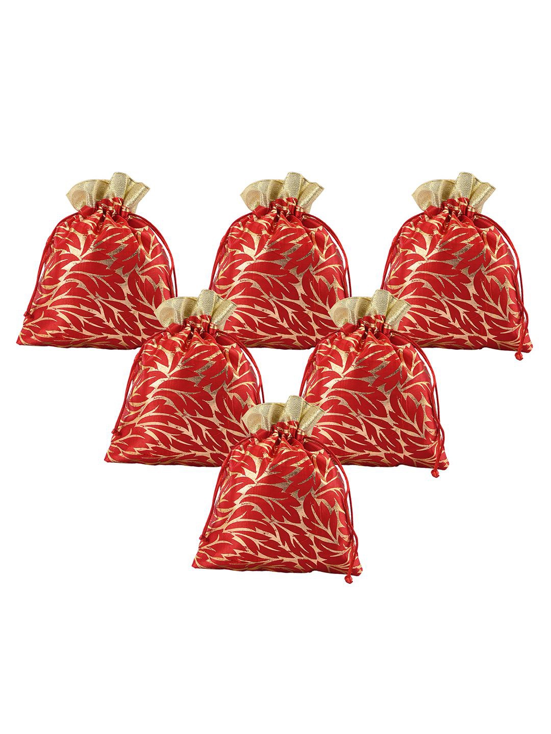 

Kuber Industries 6 Pcs Potli Bag For Women & Girls Printed Potli Clutch, Red