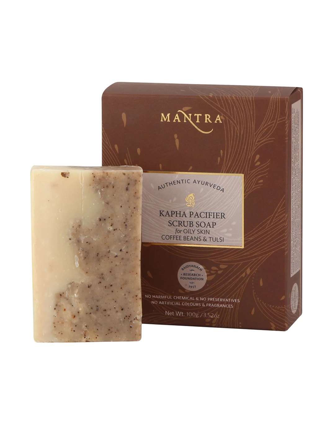 

Mantra Herbal Kapha Pacifier Scrub Soap For Oily Skin Coffee Beans & Tulsi - 100 g, Brown