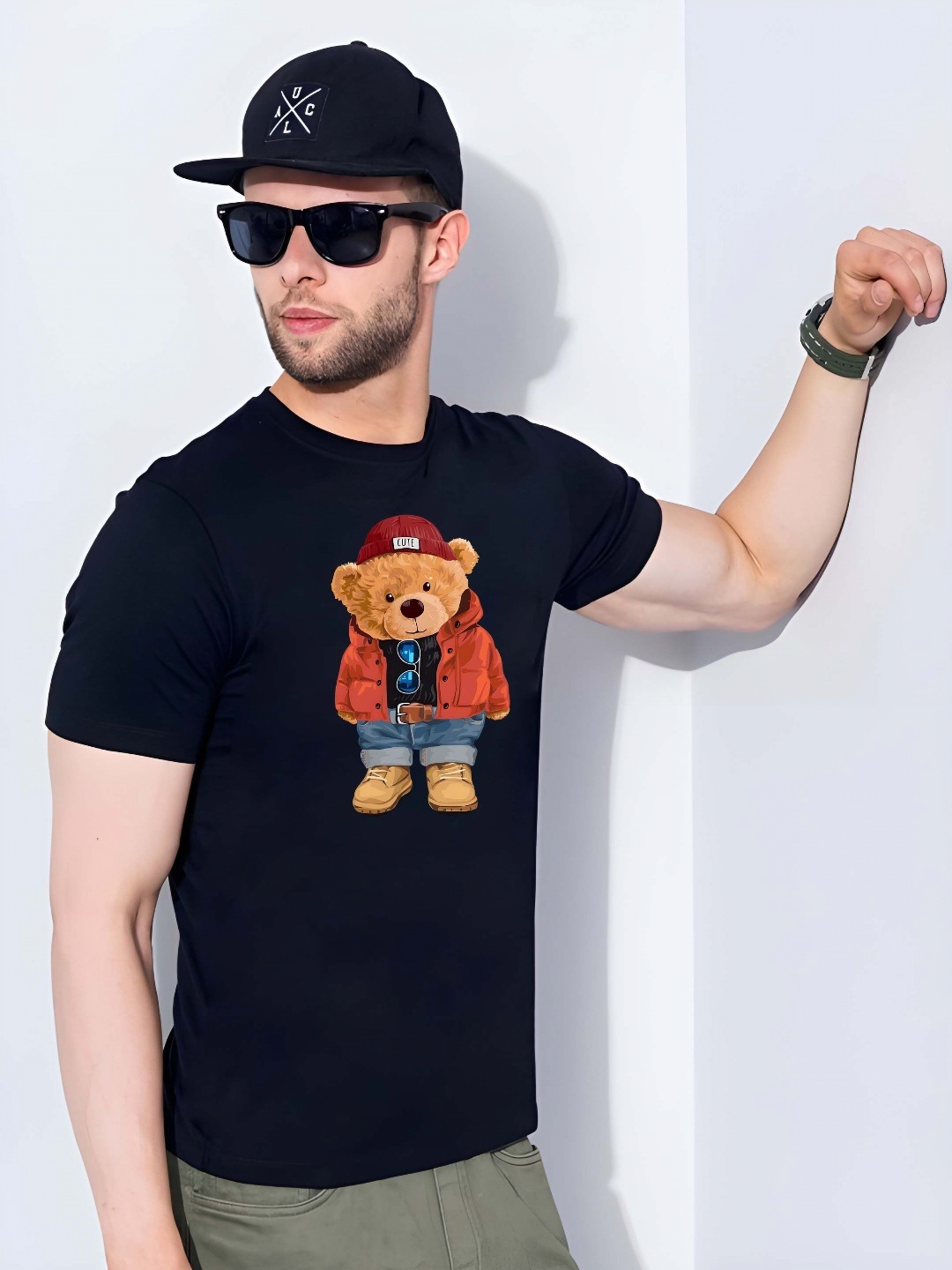 

THE BEETEL HOUSE Men Drop-Shoulder Sleeves T-shirt, Black