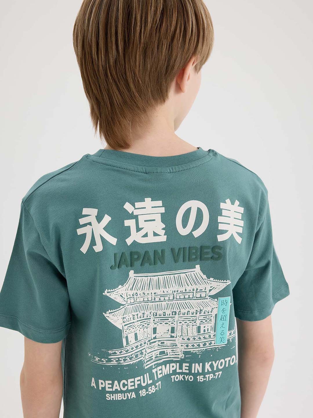 

DeFacto Boys Typography Printed Extended Sleeves Applique T-shirt, Na