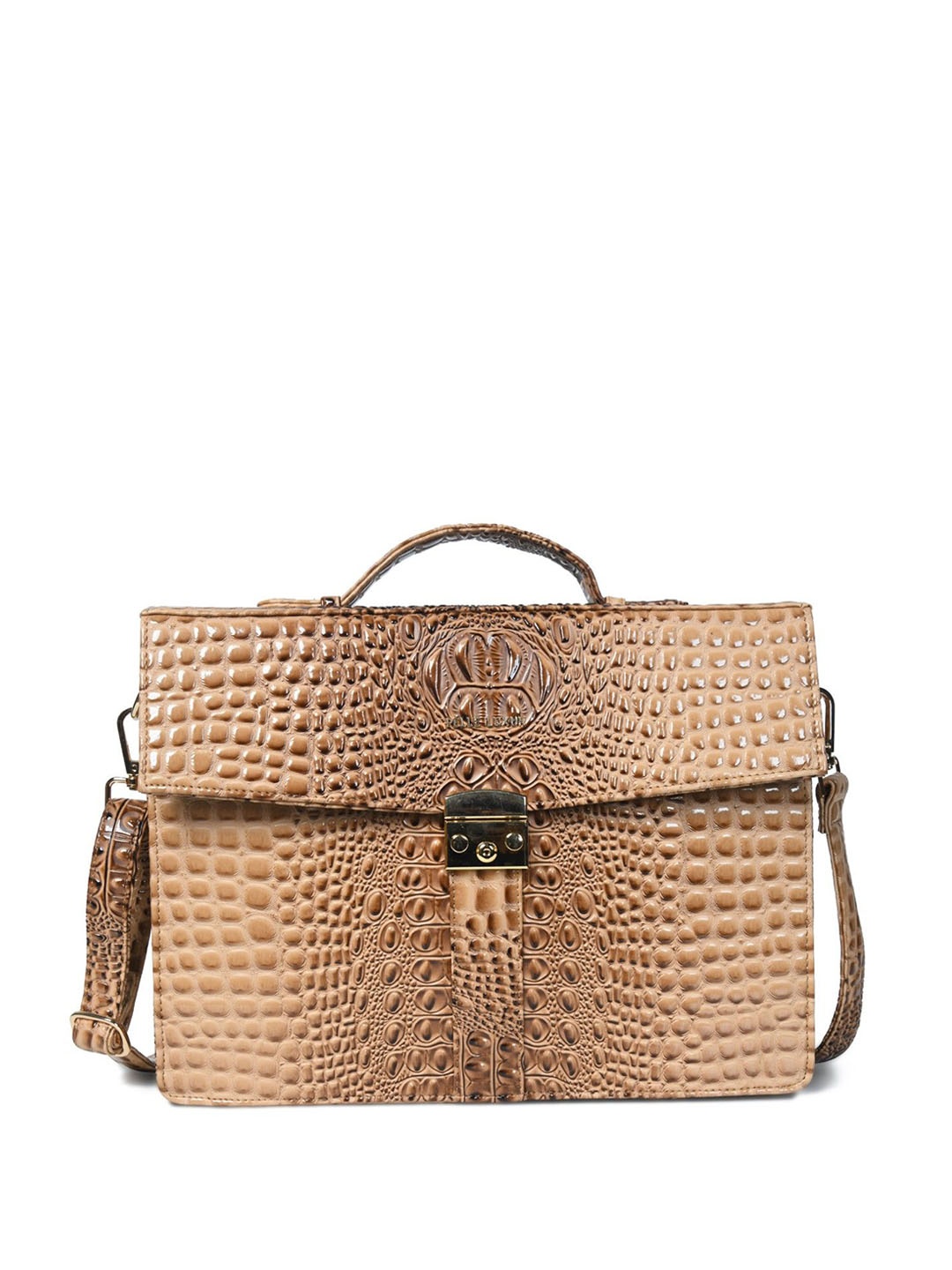 

PELLE LUXUR Textured PU Structured Handheld Bag, Cream