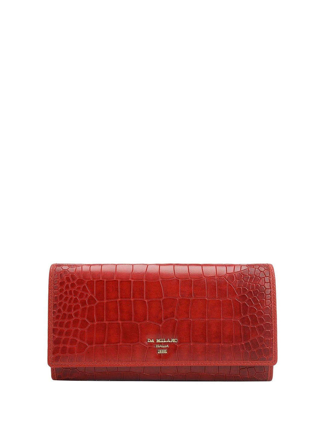 

Da Milano Women Textured Leather Envelope, Red