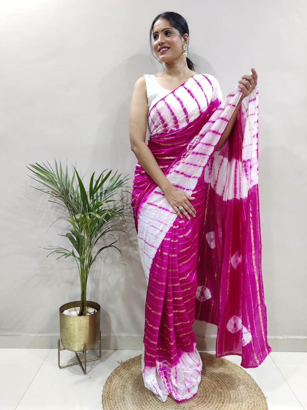 

Moda Rapido Tie and Dye Saree, Pink