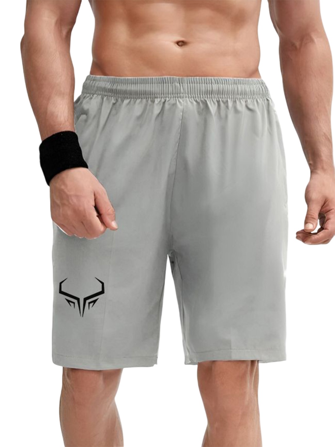 

3Colors Men Low-Rise Running Sports Shorts, Grey