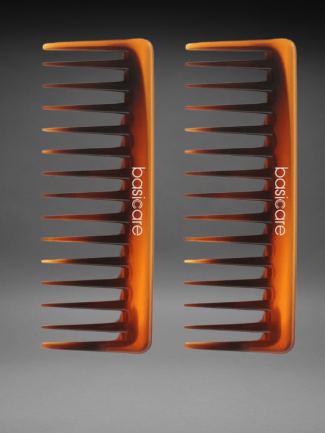 

basicare Set Of 2 Wide Teeth Detailing Hair Combs - Brown