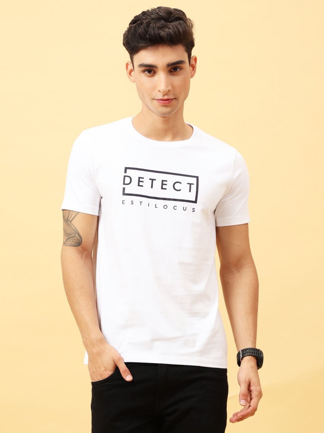 

Estilocus Men Typography T-shirt, White