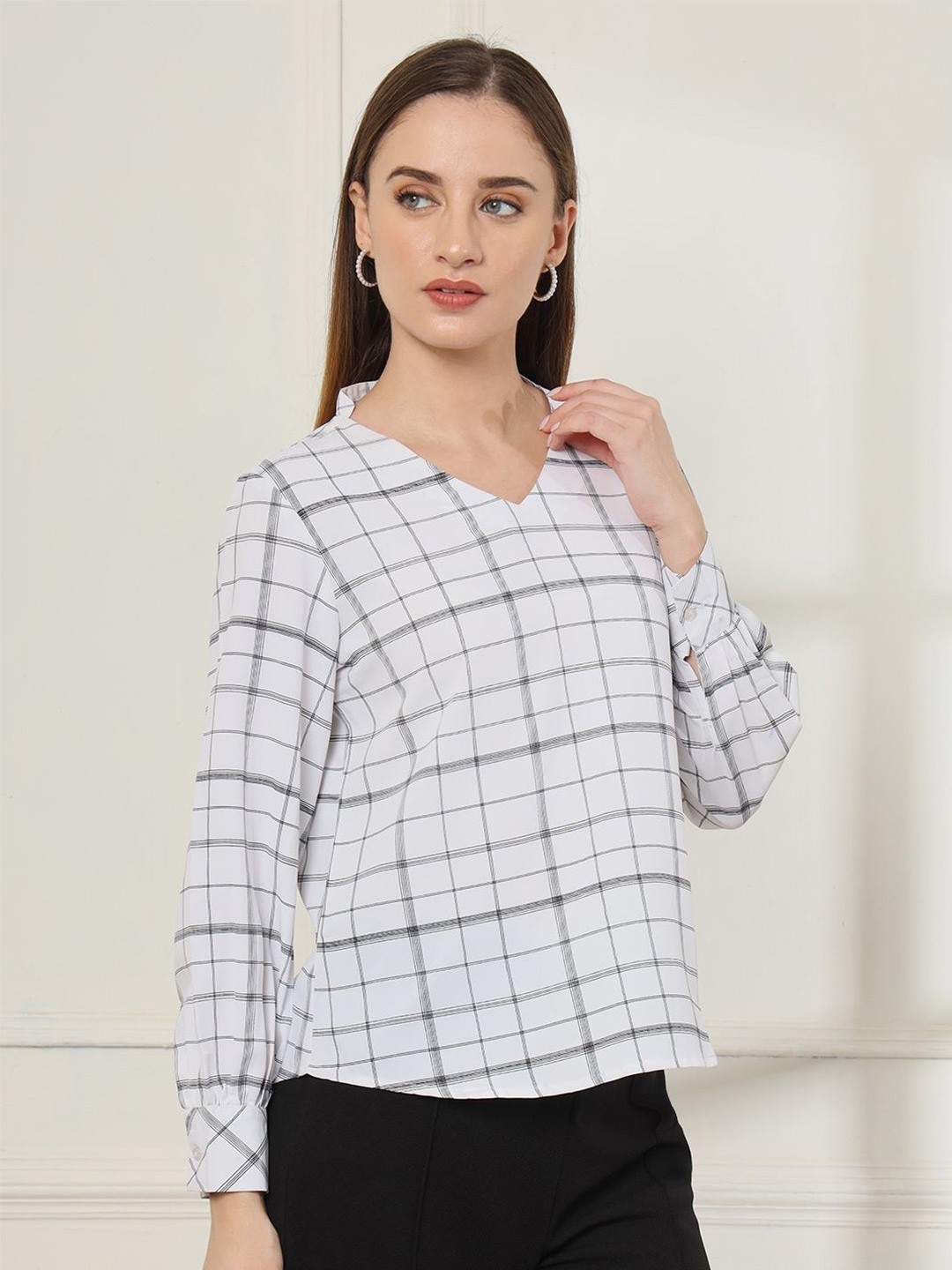 

FITHUB Checked Top, White