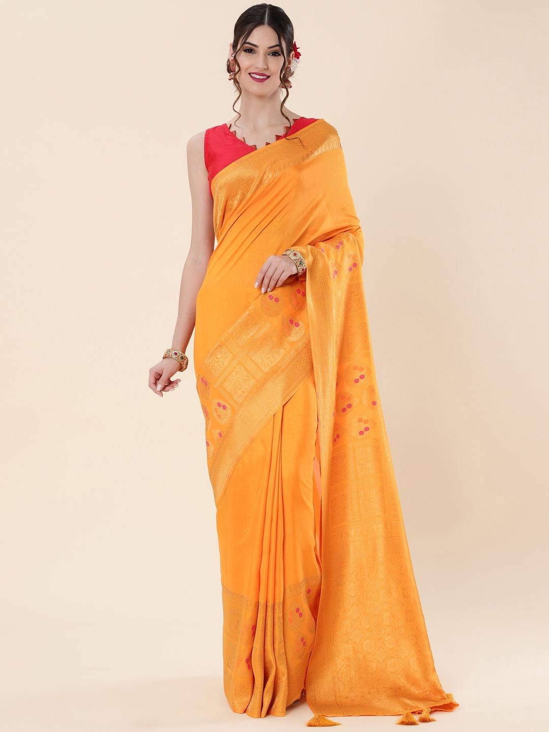 

Suha Woven Design Zari Art Silk Saree, Mustard