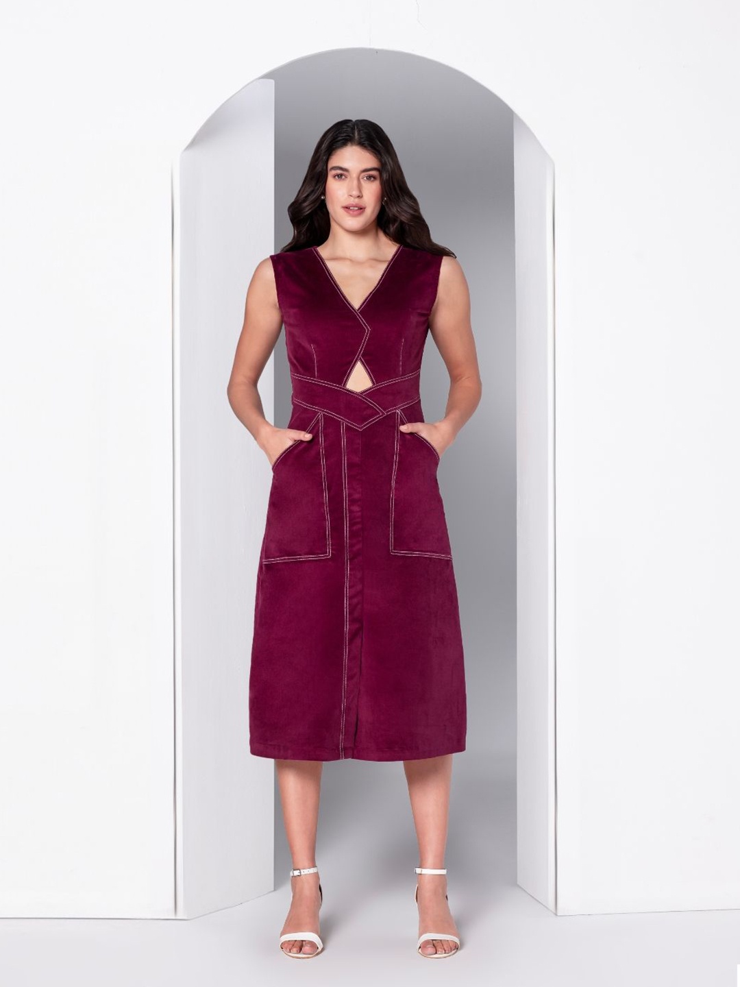

JULO A-Line Midi Dress, Red