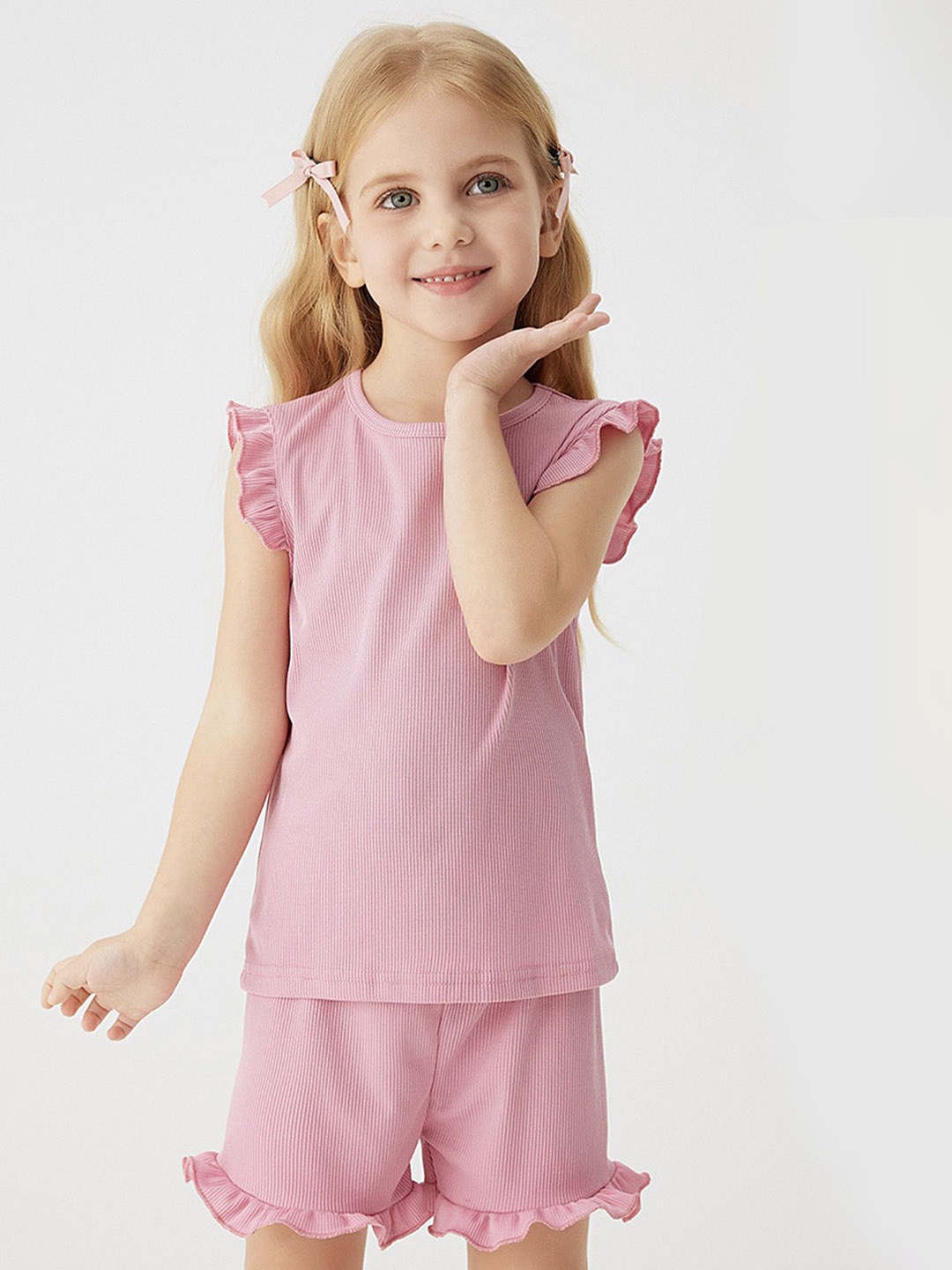

LULU & SKY Girls Top With Shorts, Pink