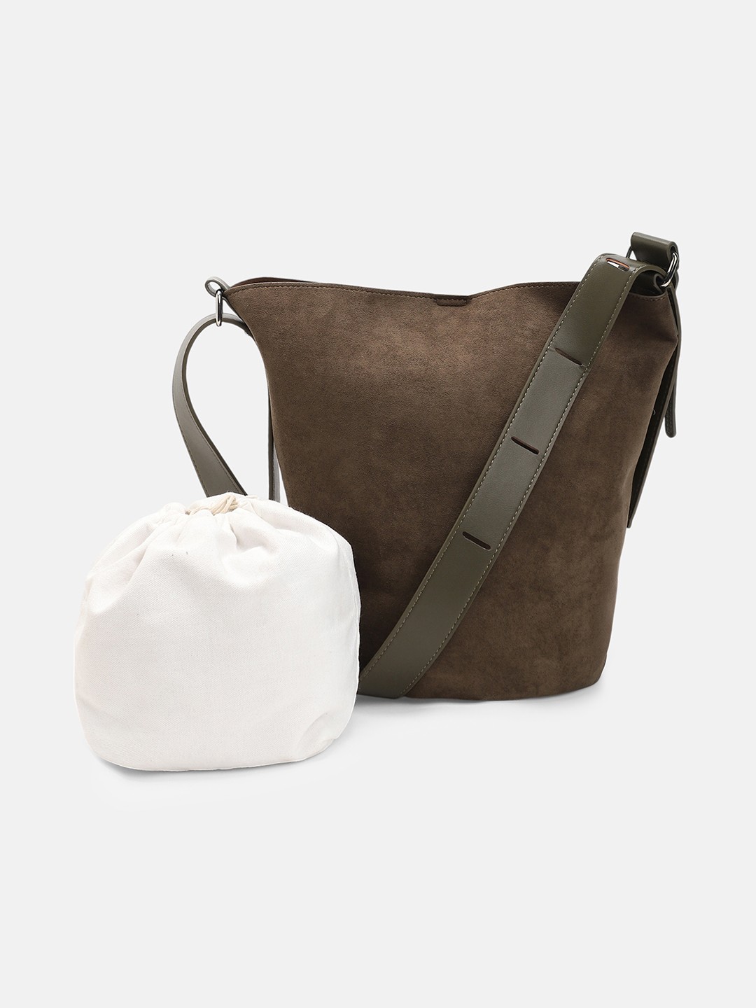 

HAUTE SAUCE by Campus Sutra Suede Structured Shoulder Bag with Tasselled, Green