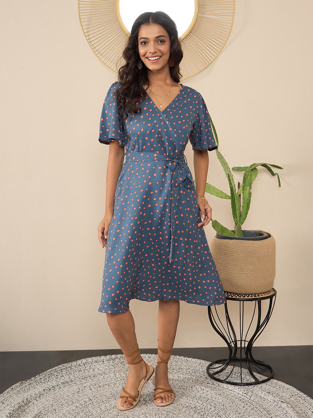 

Chemistry Floral Print Crepe Dress, Navy blue