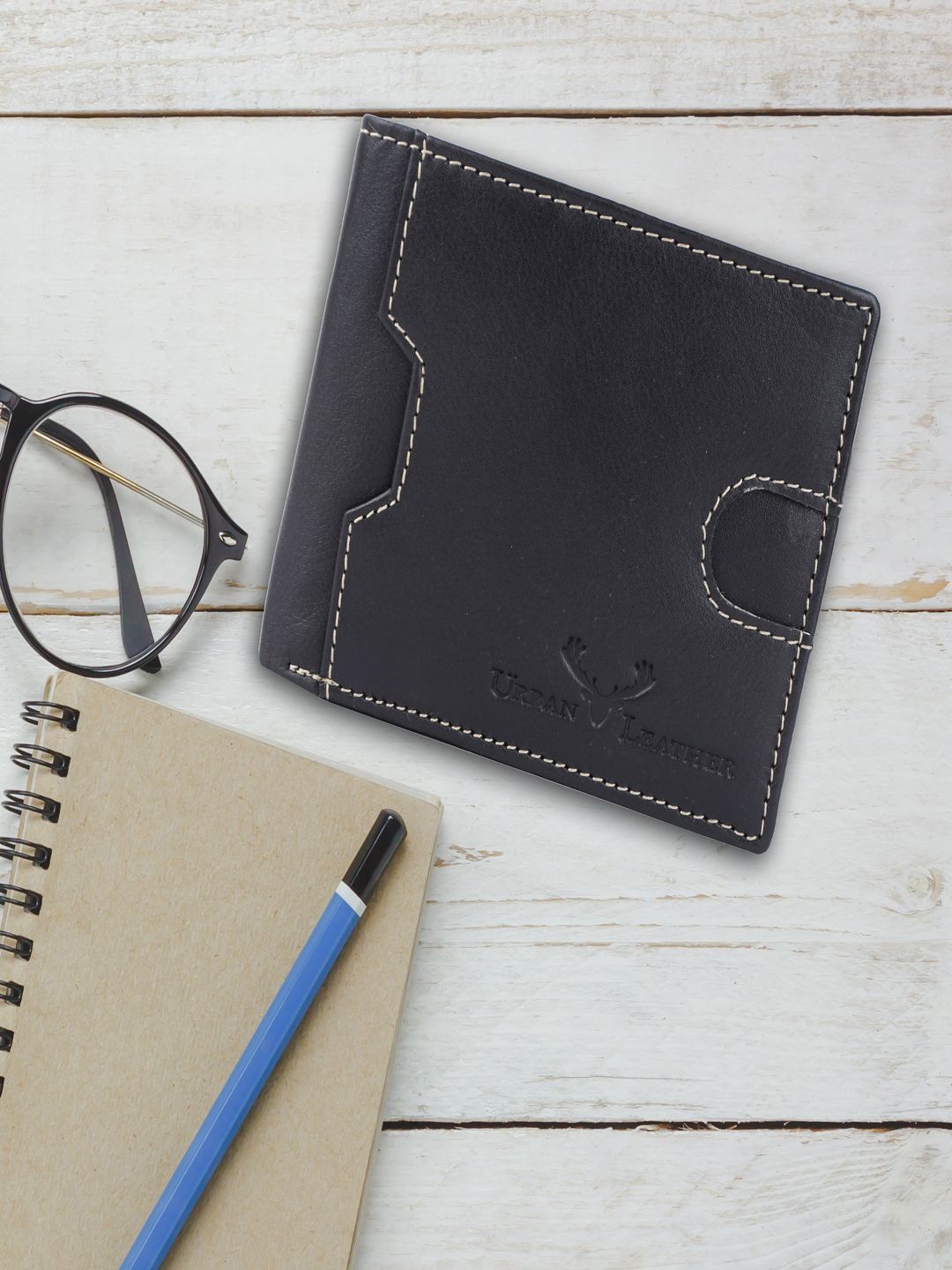 

URBAN LEATHER Men Leather Two Fold Wallet, Black