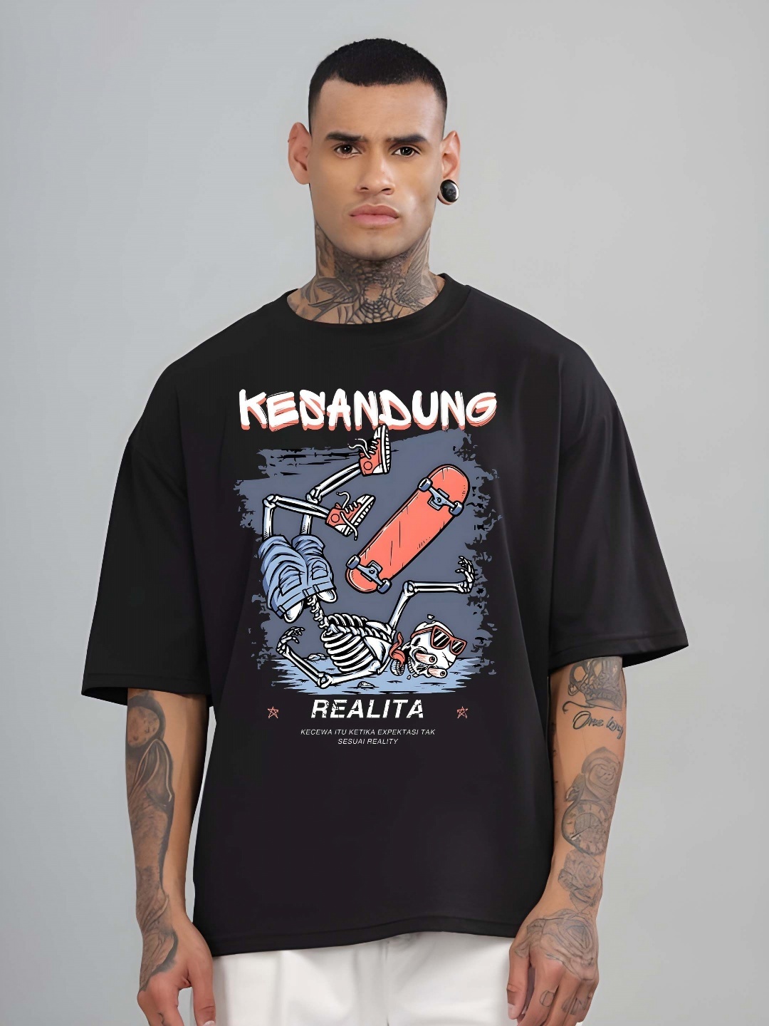 

KAIDO Men Drop-Shoulder Sleeves T-shirt, Black