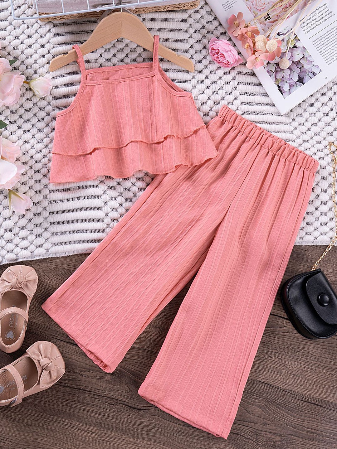 

LULU & SKY Girls Top with Trousers, Pink