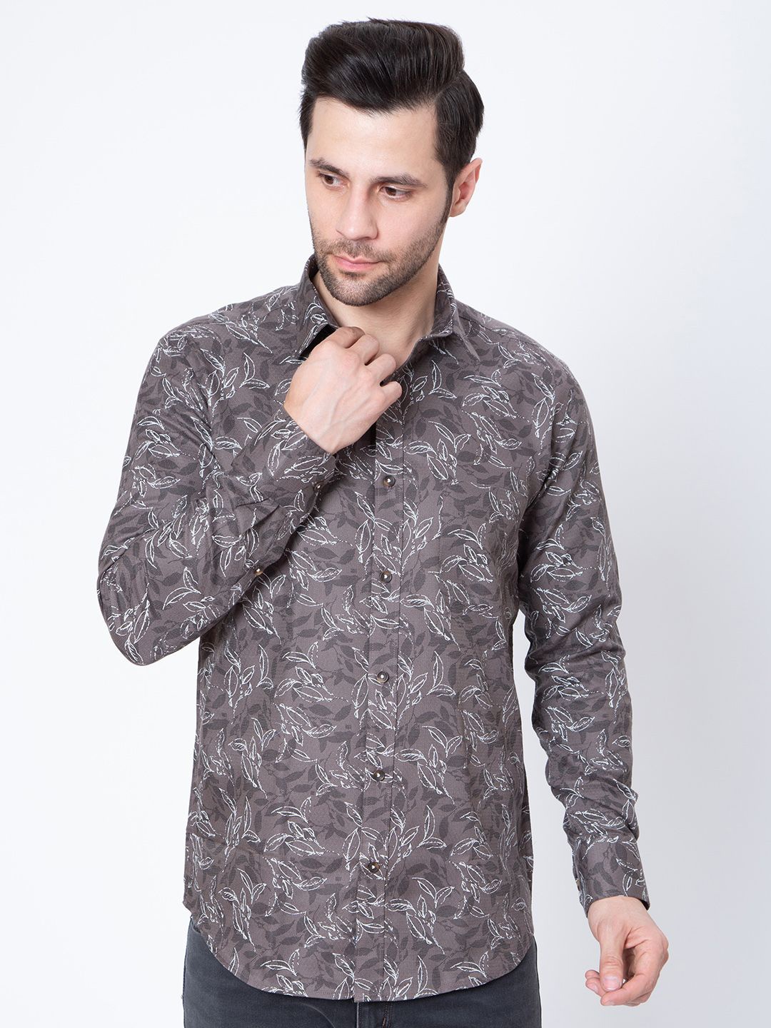 

Sparky Men Floral Opaque Printed Casual Shirt, Brown