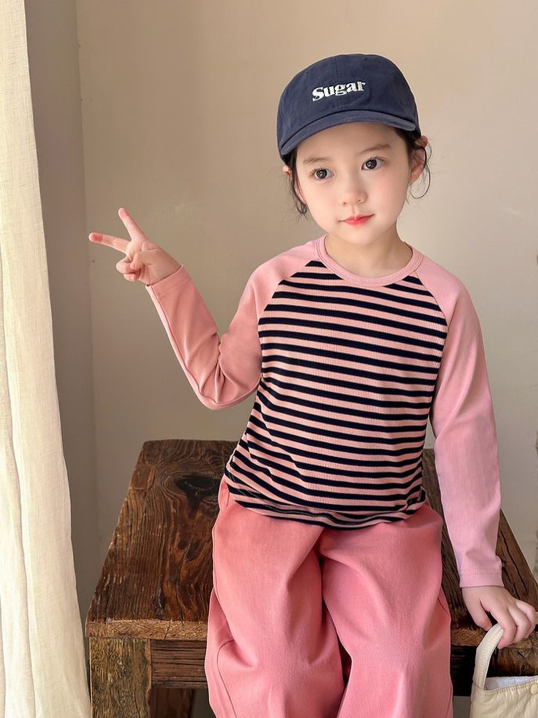 

LULU & SKY Girls Striped T-shirt, Pink