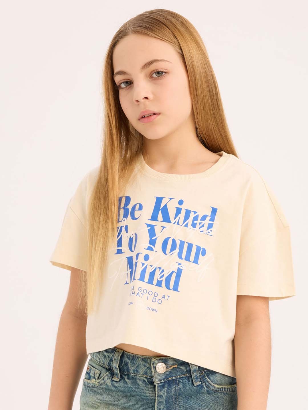 

DeFacto Girls Typography Printed Applique T-shirt, Na