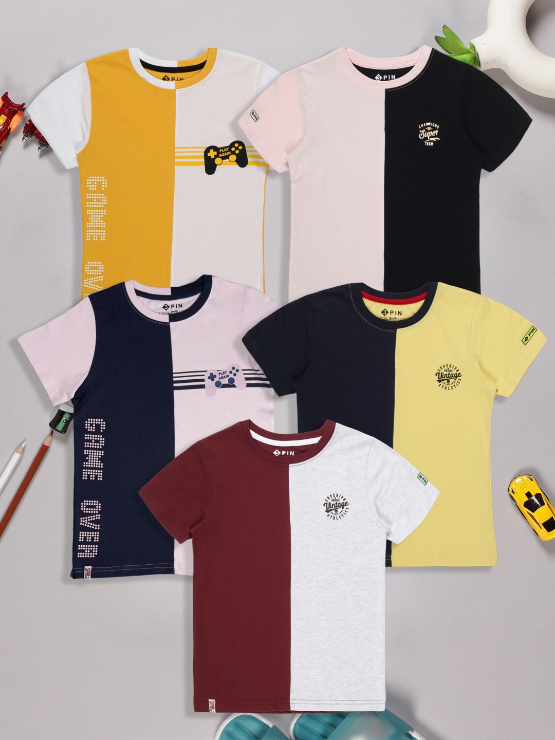 

3PIN Boys 5 Colourblocked T-shirt, Multi