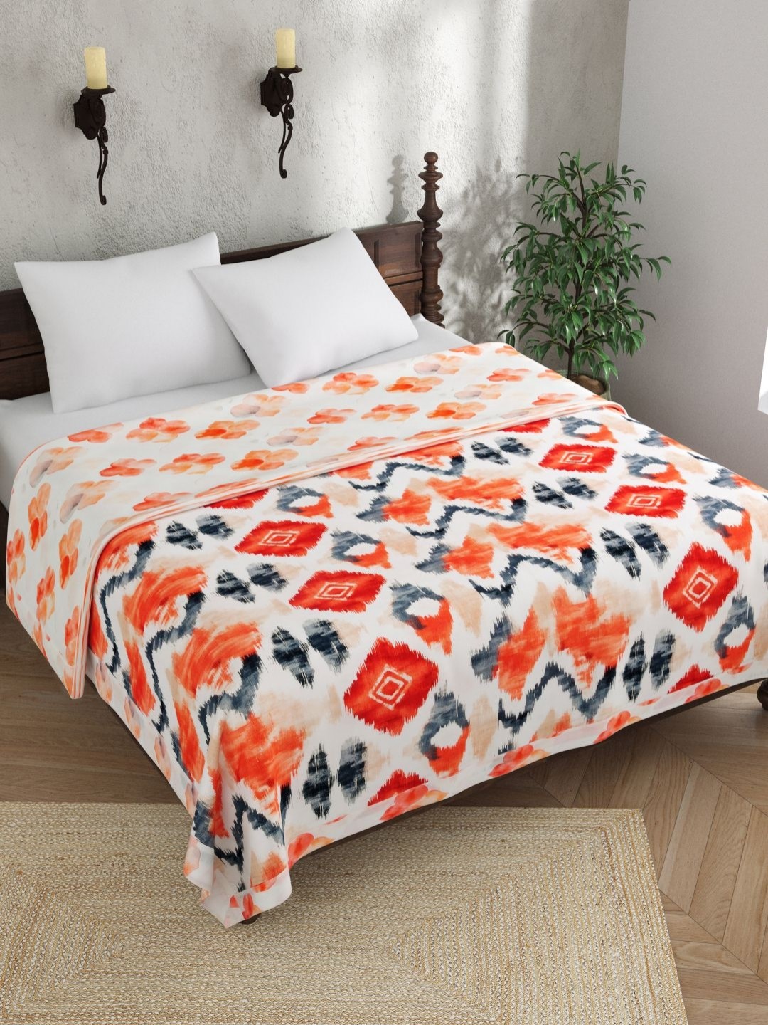 

EverHOME Multicoloured Ethnic Motifs AC Room 150 GSM Double Bed Dohar, Red