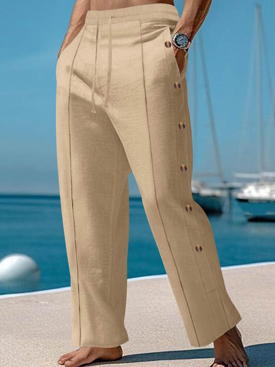 

StyleCast x Revolte Men Easy Wash Trousers, Khaki
