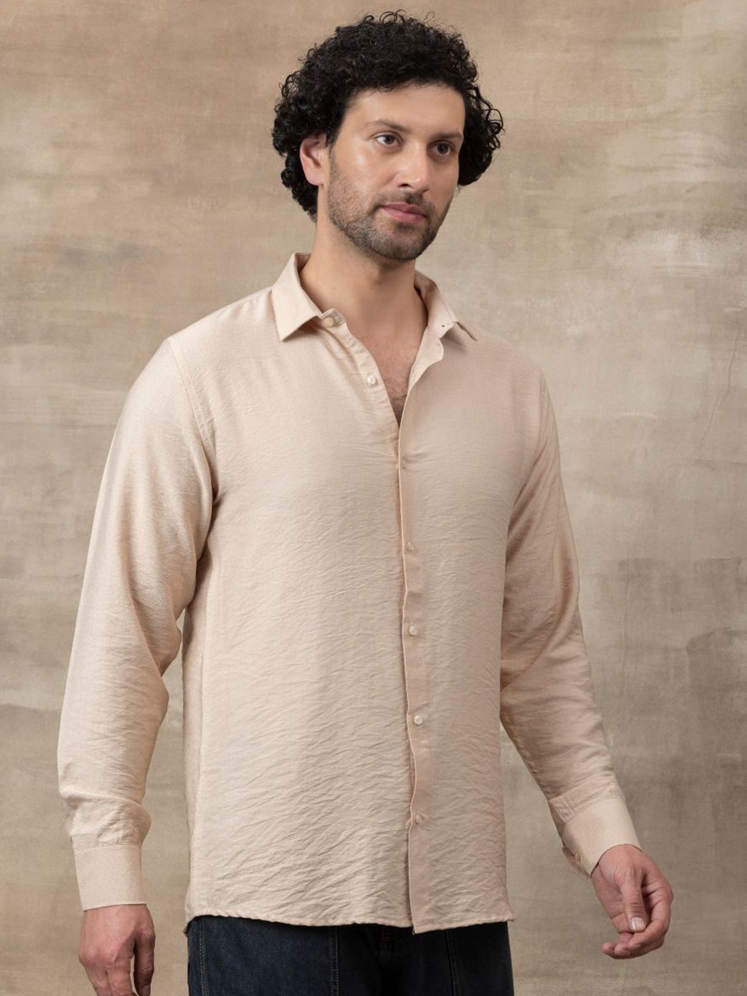 

FILO HEVIS Men Classic Opaque Casual Shirt, Beige