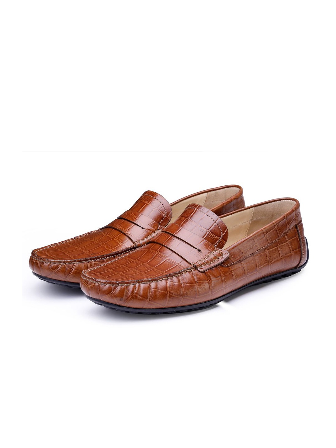 

SHUTIQ Men Leather Loafers, Tan