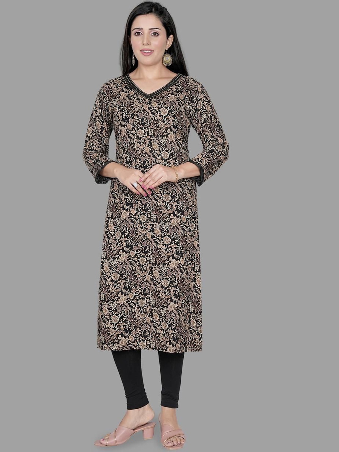 

KRITHA Women Ethnic Motifs Printed Kurta, Black