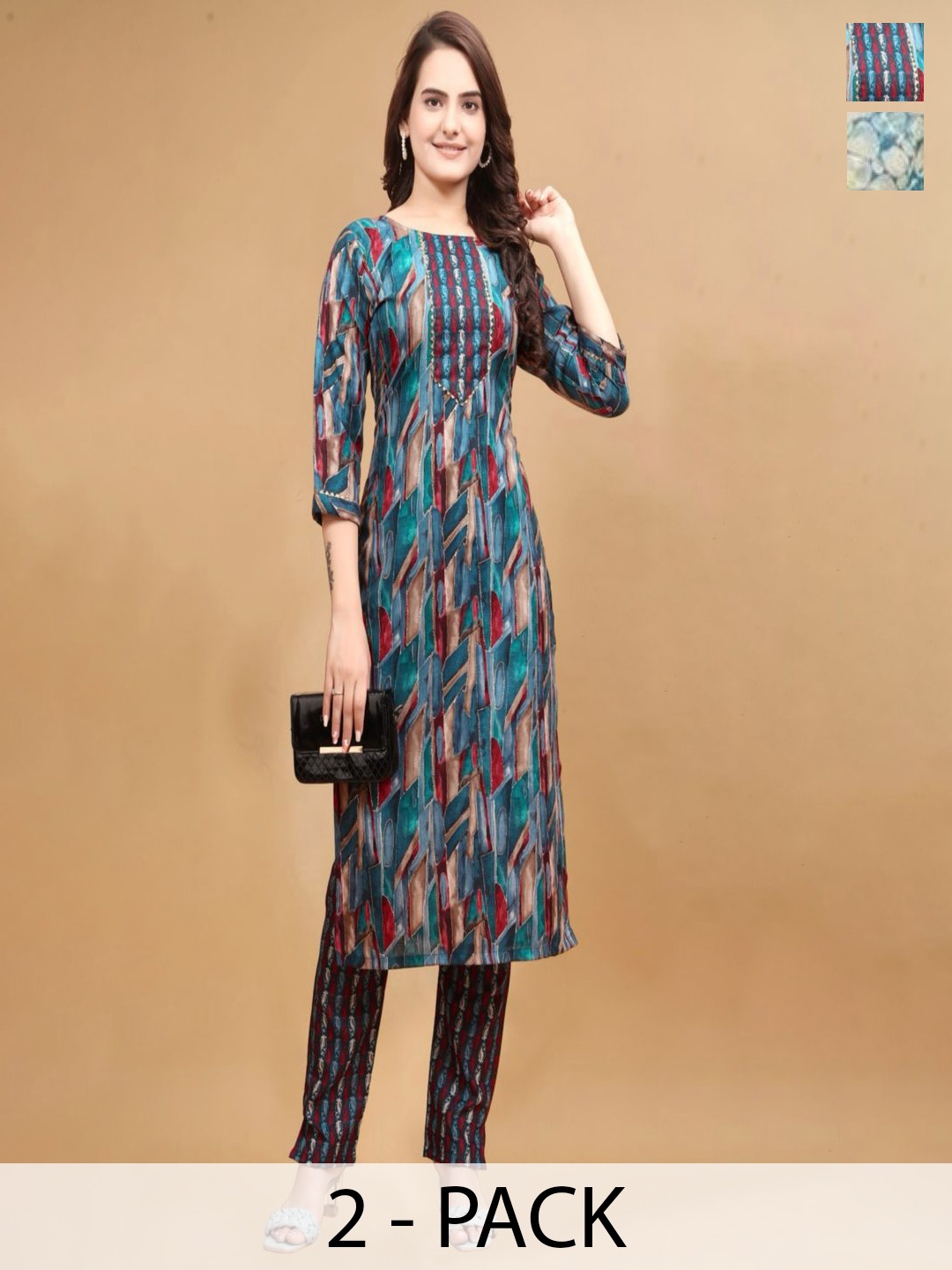 

Moda Rapido Women Printed Regular Kurta with Trousers, Blue