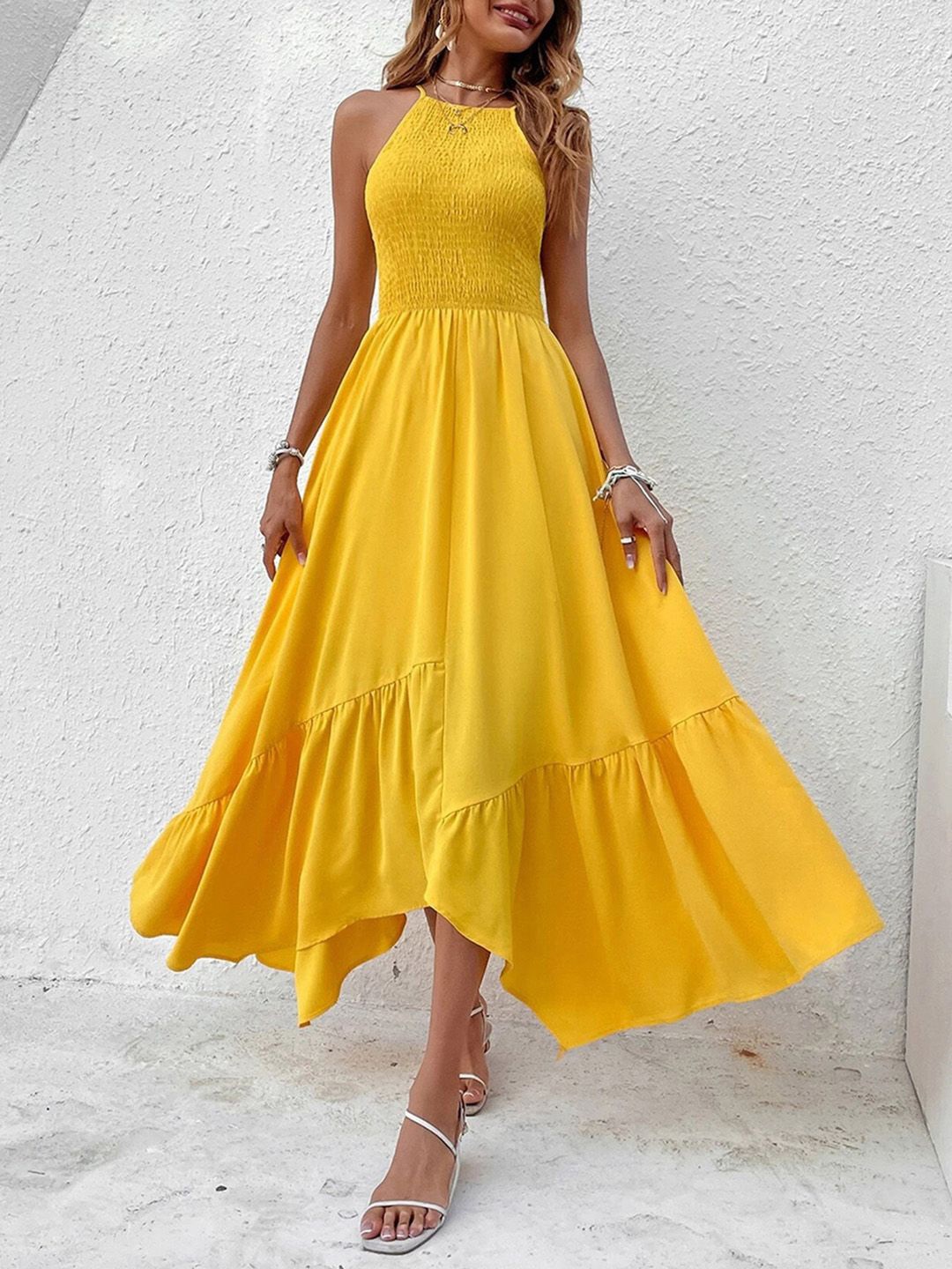 

JC Mode Fit & Flare Maxi Dress, Yellow