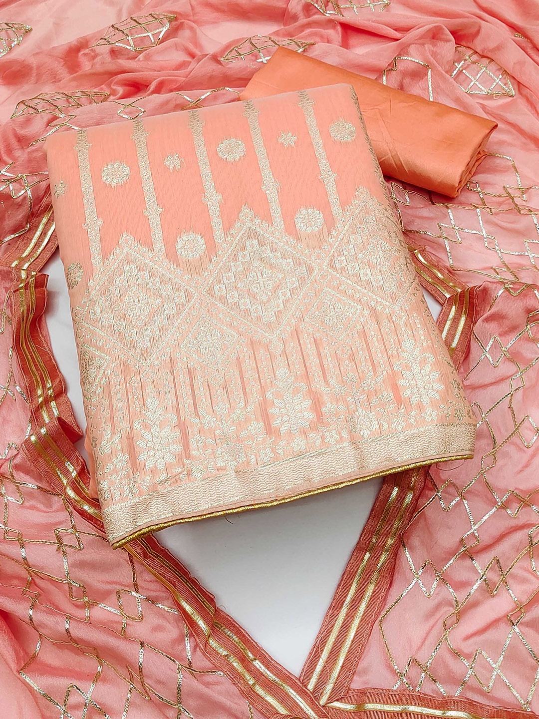 

SAINOOR Semi-Stitched Dress Material, Peach