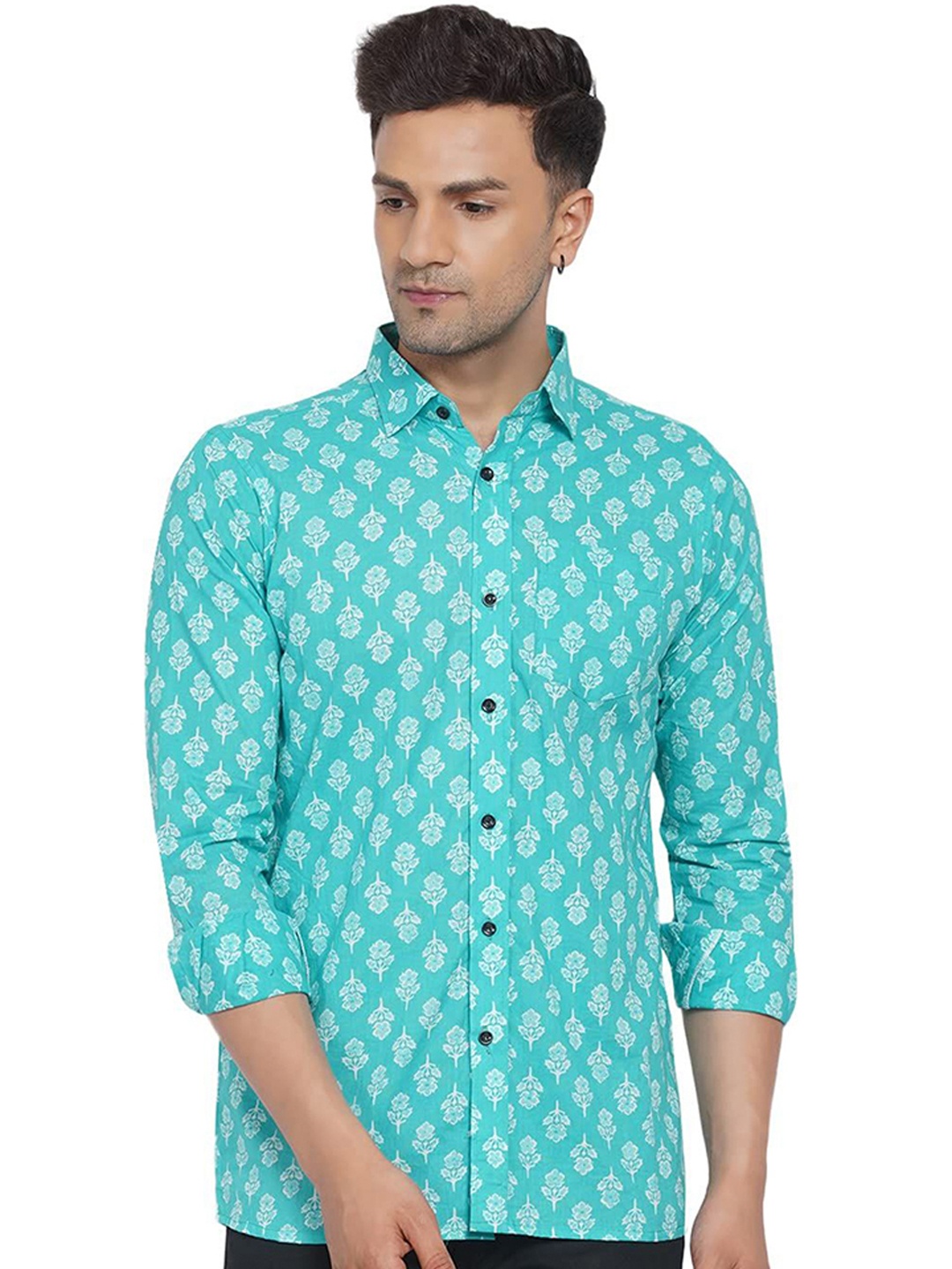 

VEERA PARIDHAAN Men Floral Opaque Printed Casual Shirt, Blue