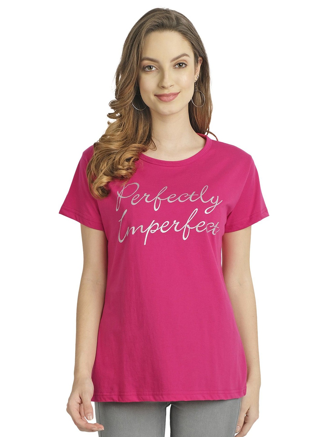 

Moda Rapido Women Printed Bio Finish T-shirt, Pink