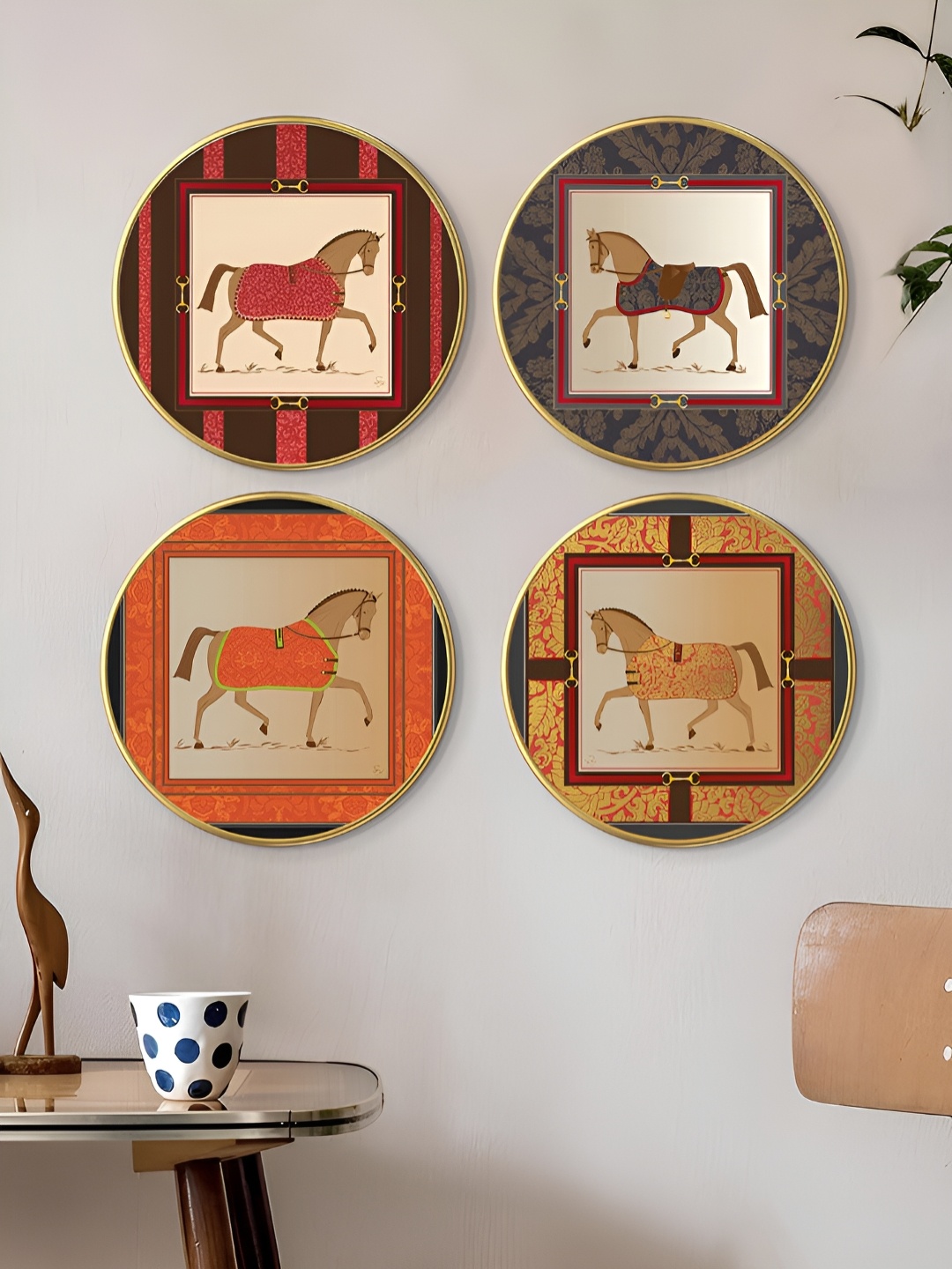 

Art Street Yellow & Orange 4 Piece Wood Birds and Animals Wall Paintings