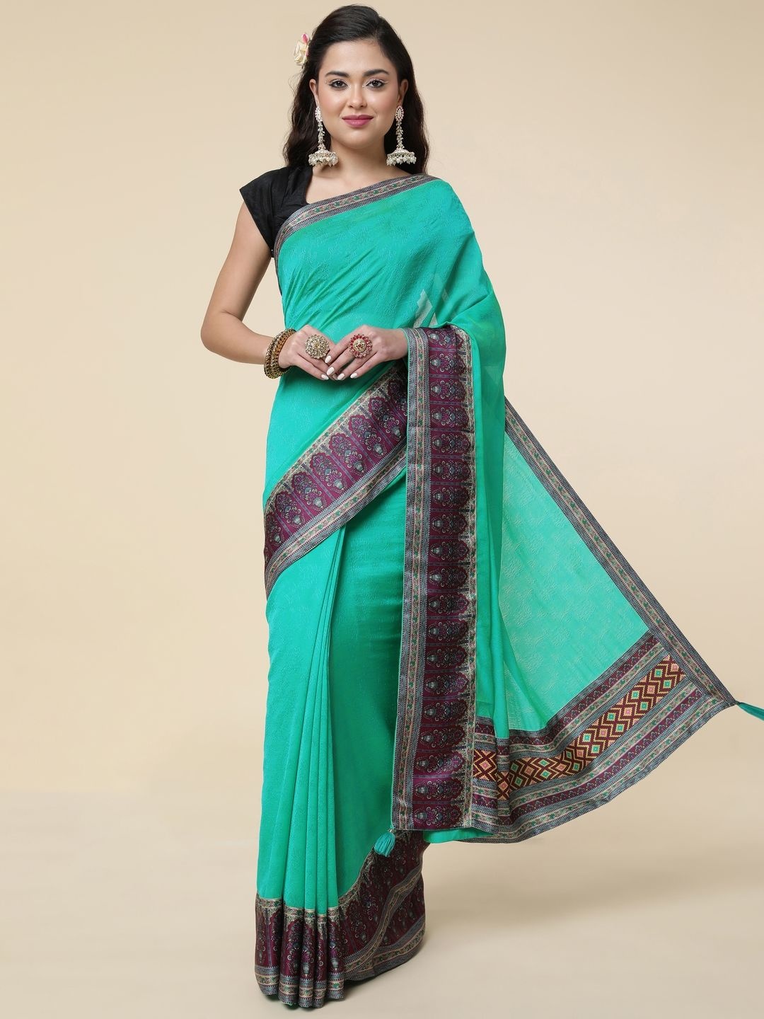 

Suha Poly Georgette Saree, Turquoise blue