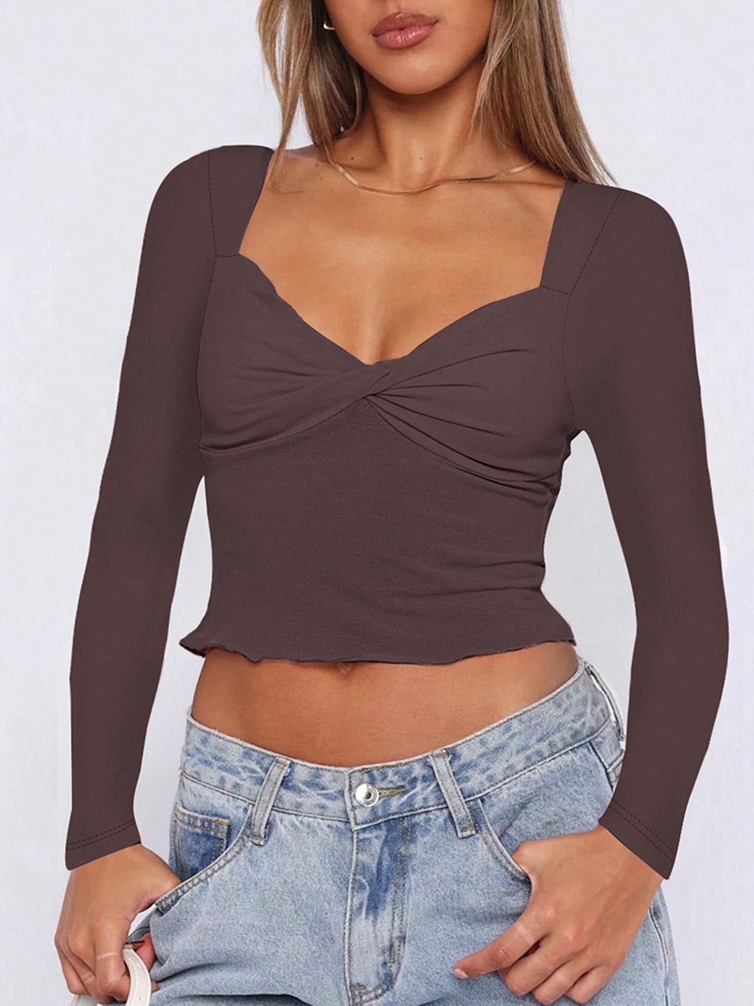 

JC Mode Crop Top, Coffee brown