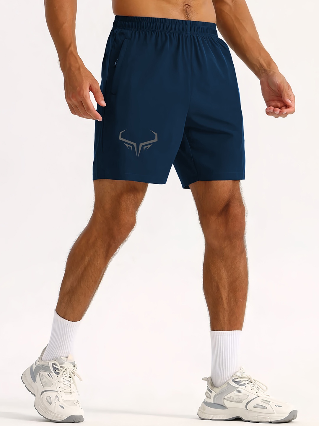 

3Colors Men Low-Rise Running Sports Shorts, Turquoise blue