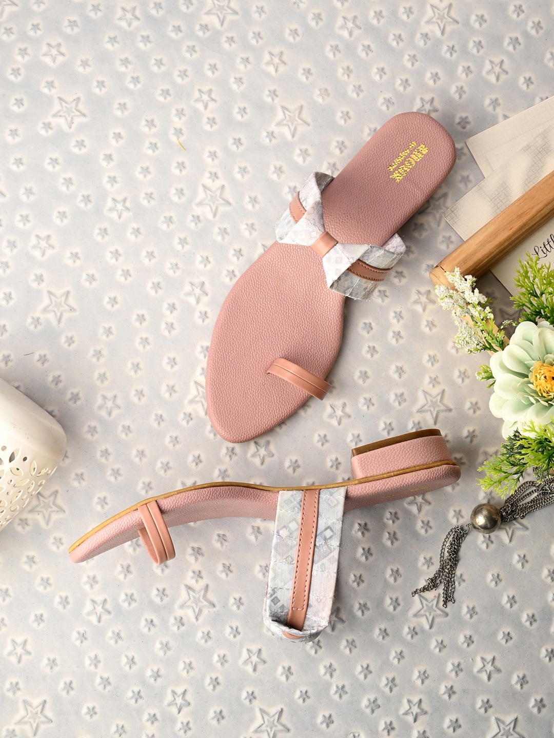

Anouk Block Sandals with Bows, Peach