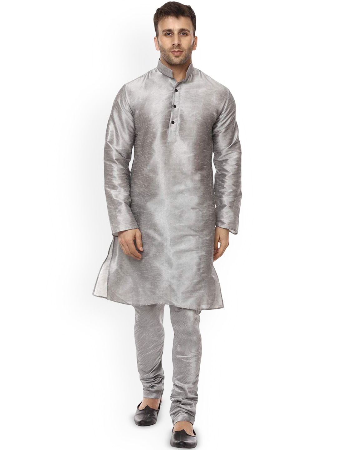 

VEERA PARIDHAAN Men Regular Raw Silk Kurta with Pyjamas, Grey